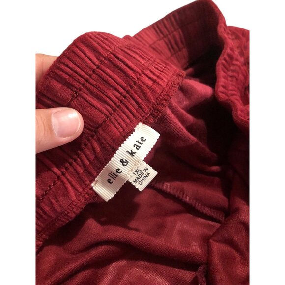 Ellie & Kate Deep Red Printed Casual Joggers Drawstring Waist Sz 1XL - Picture 3 of 12